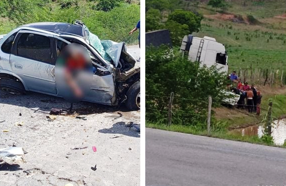 Acidente entre carreta e dois carros deixa 6 mortos em Antas